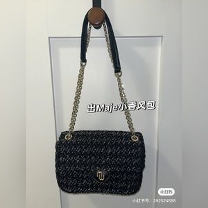 maje TWEED AND CHAIN MINI BAG WITH FLAP